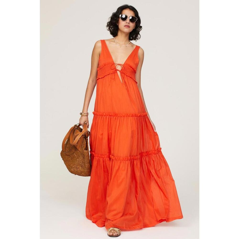 Nicholas Orange Myla Maxi Dress Size 12 (Fabric Tear)